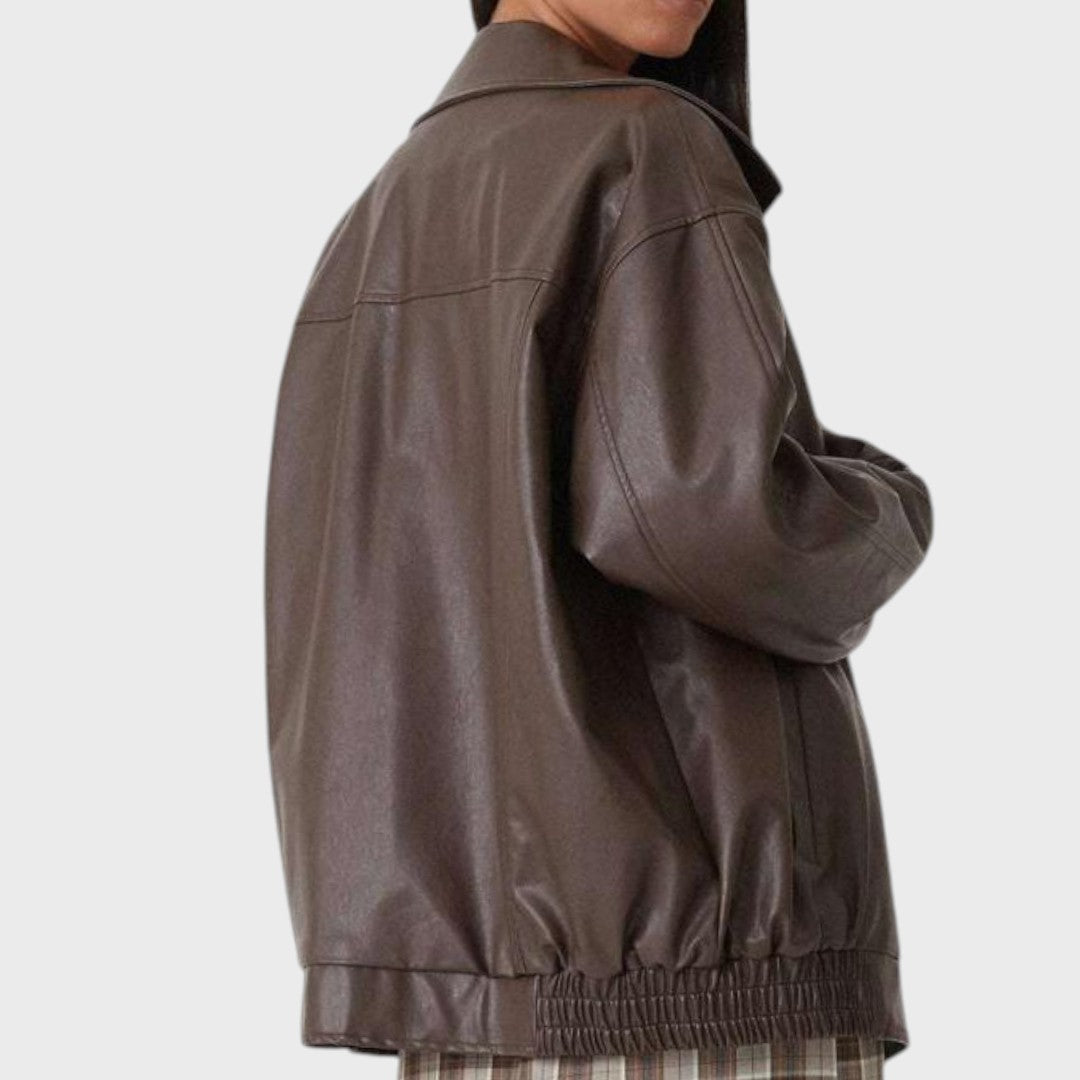 Chaqueta Elegante de Cuero Sintético Oversized